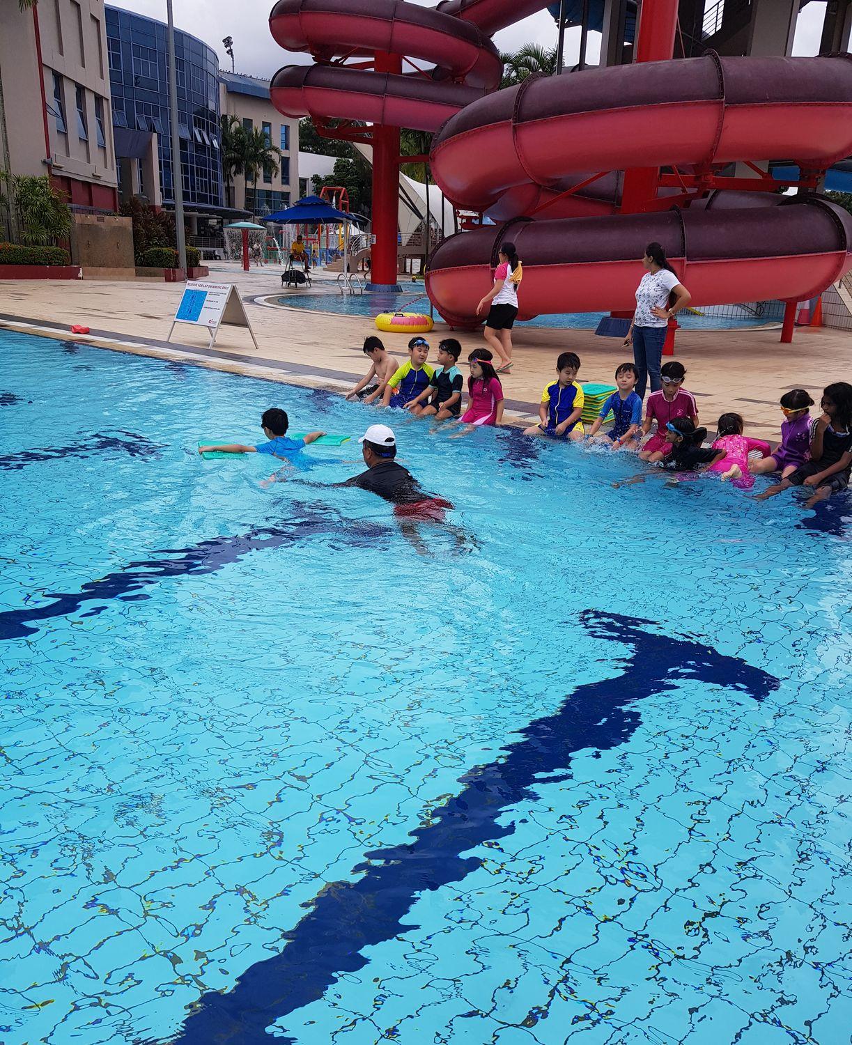 Lane swimming practice during a lesson