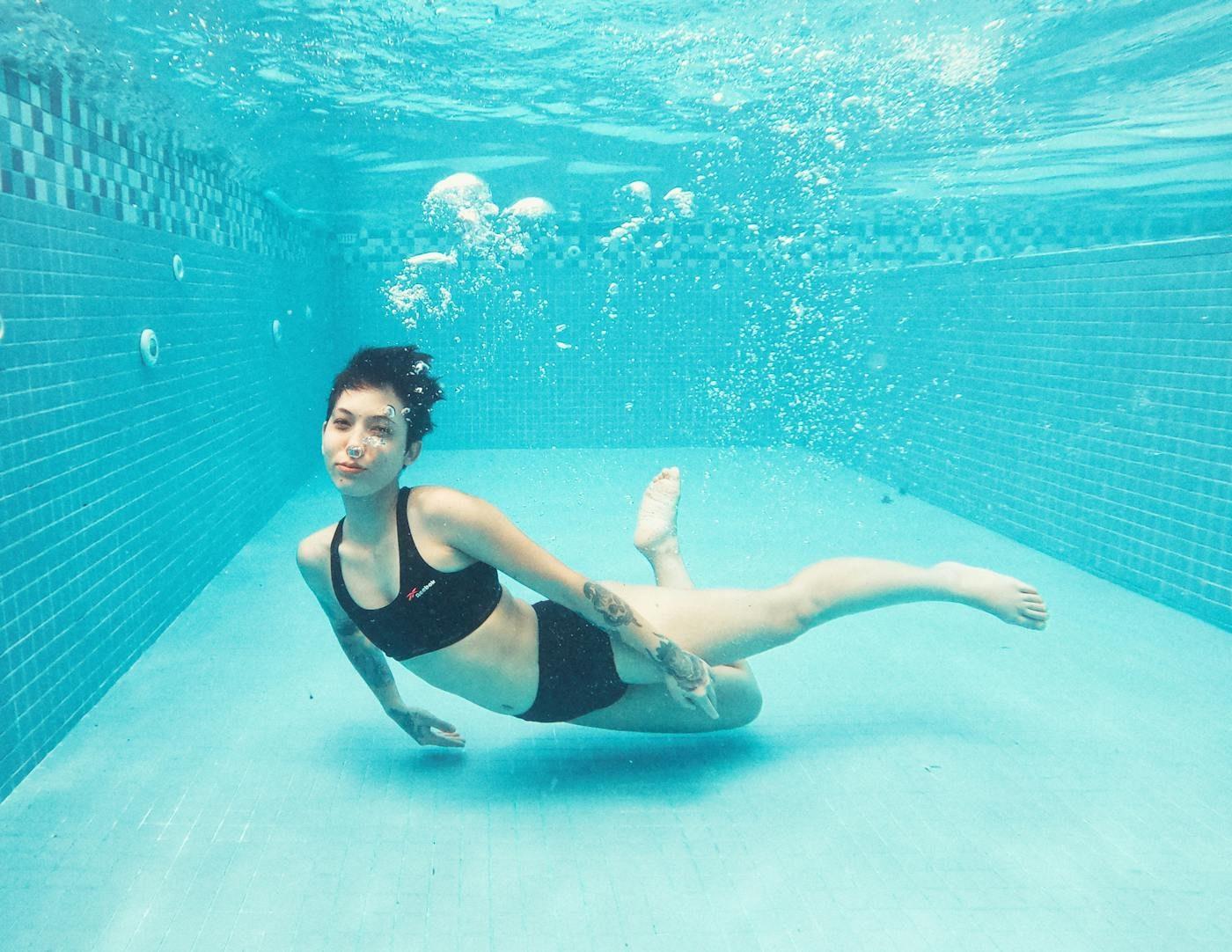 Adults swimming lesson